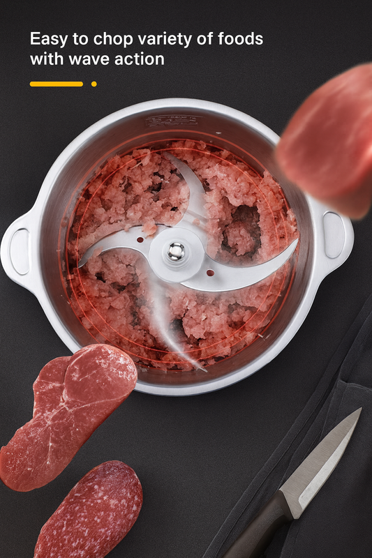 3L Electric Food Chopper Stainless Steel Double Blade Grinder