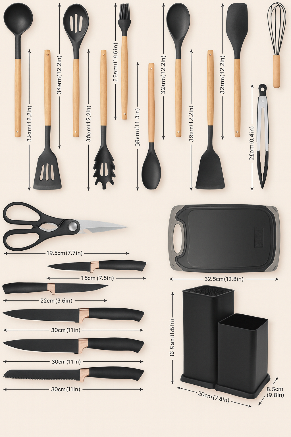 19 Pcs Kitchen Utensil Set Non Stick Cooking Tools Silicone Accessories