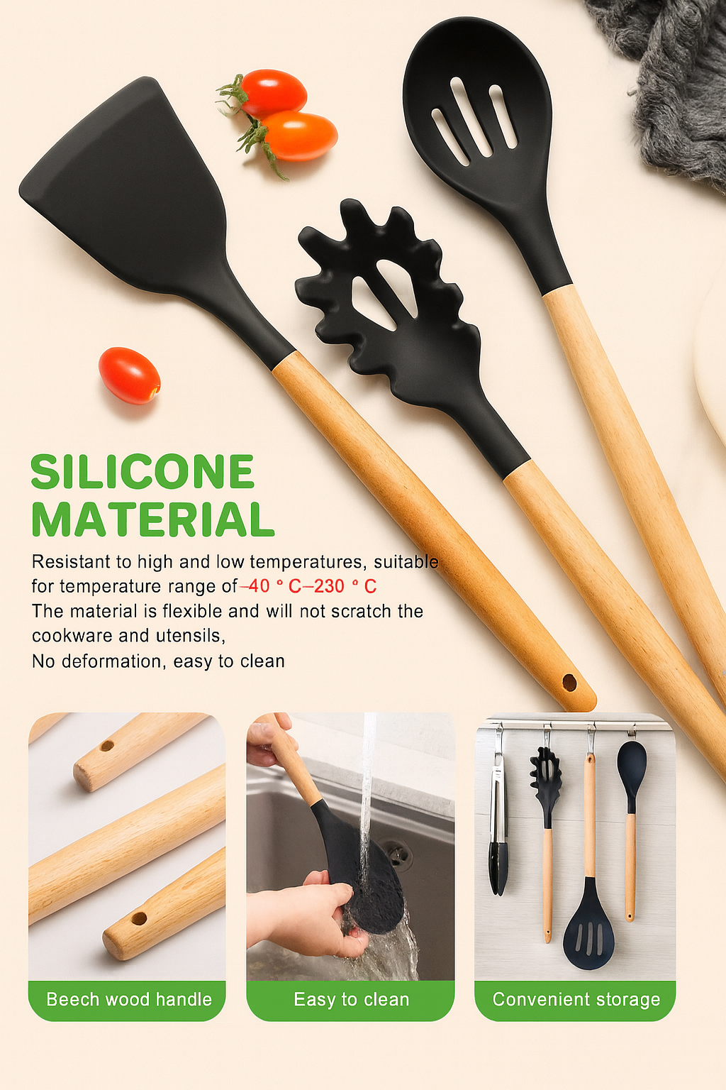 19 Pcs Kitchen Utensil Set Non Stick Cooking Tools Silicone Accessories