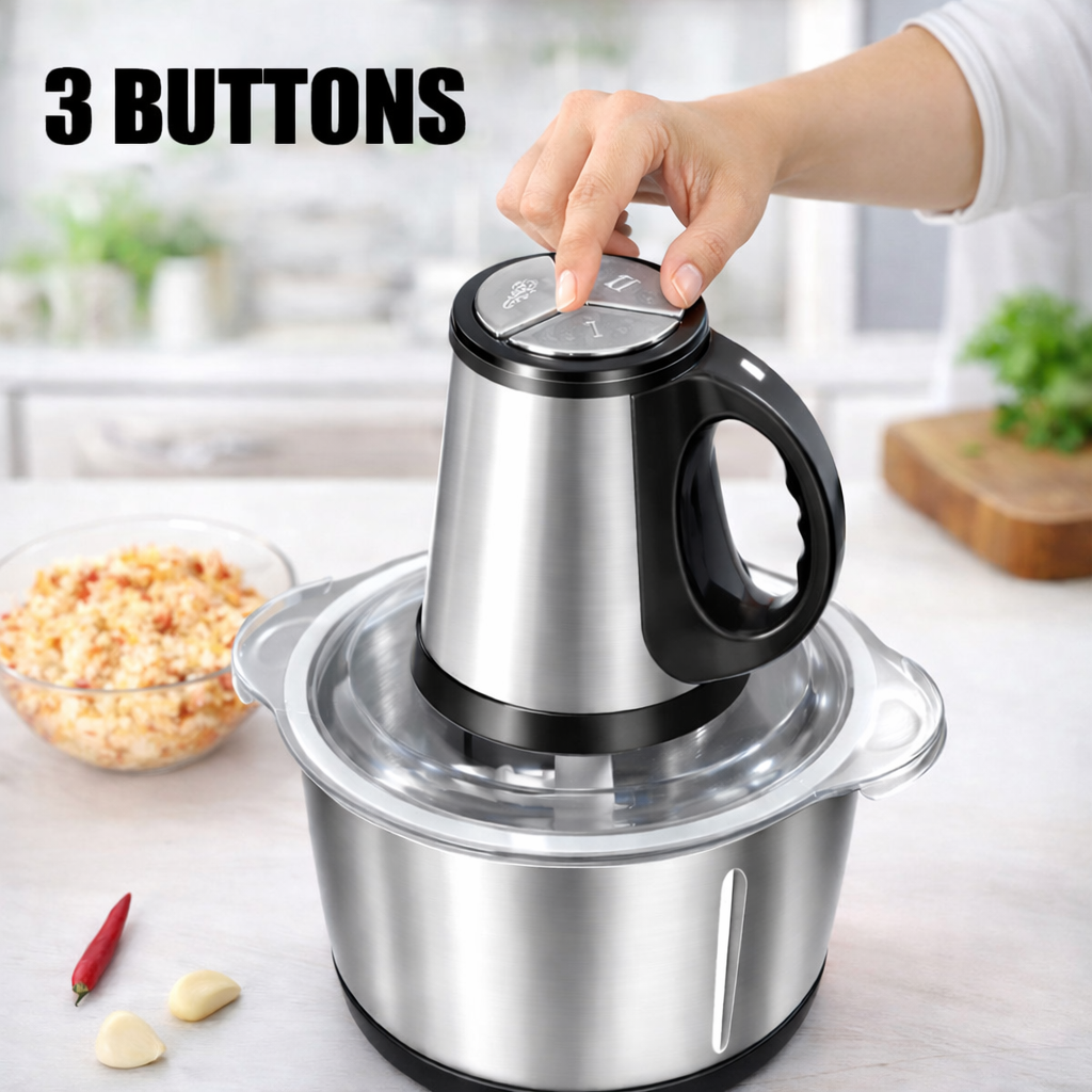 2L Electric Food Chopper 500W Stainless Steel Bowl with 2 Speed Push Button
