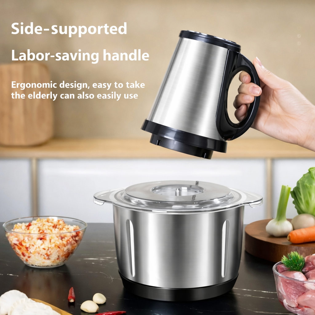 2L Electric Food Chopper 500W Stainless Steel Bowl with 2 Speed Push Button