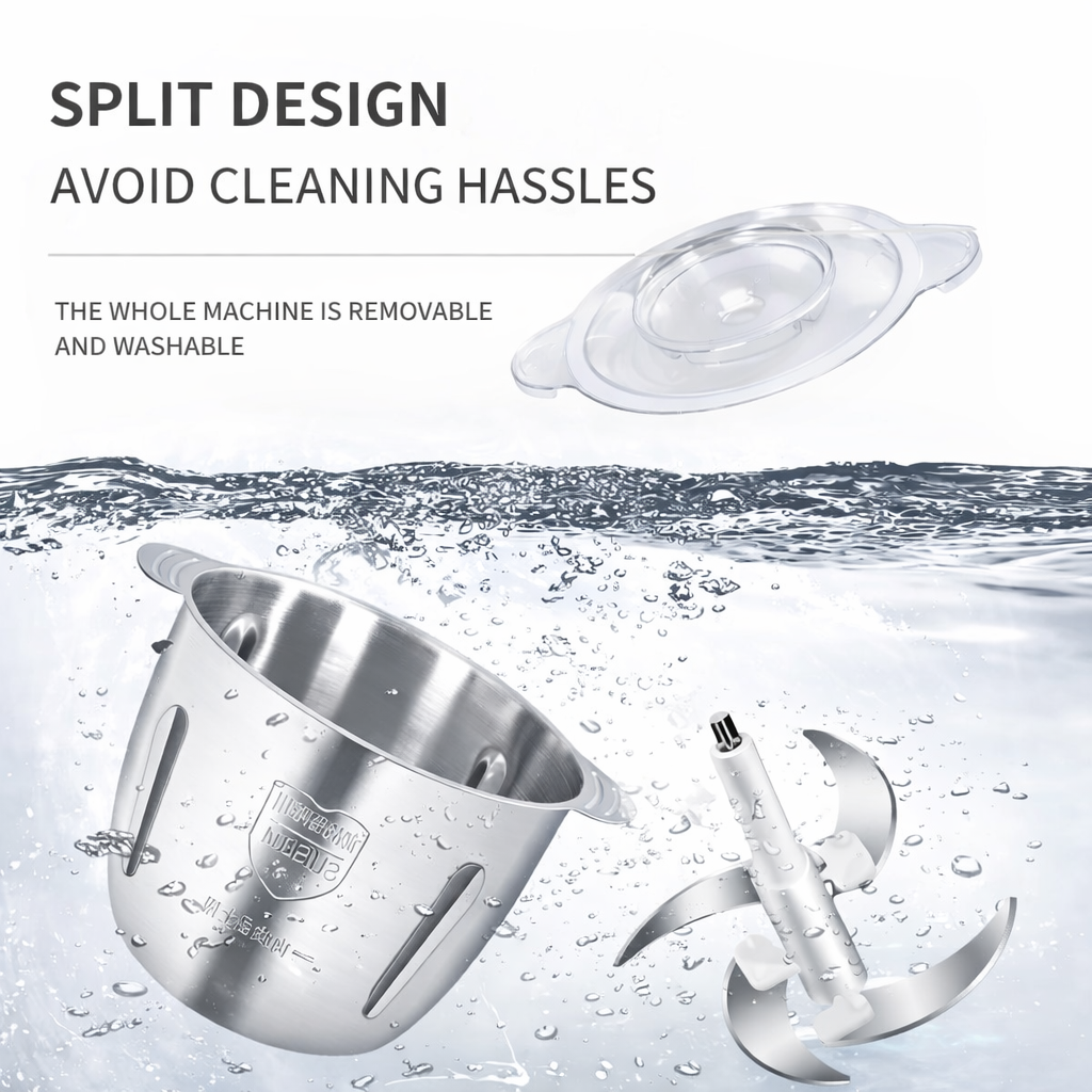 2L Electric Food Chopper 500W Stainless Steel Bowl with 2 Speed Push Button