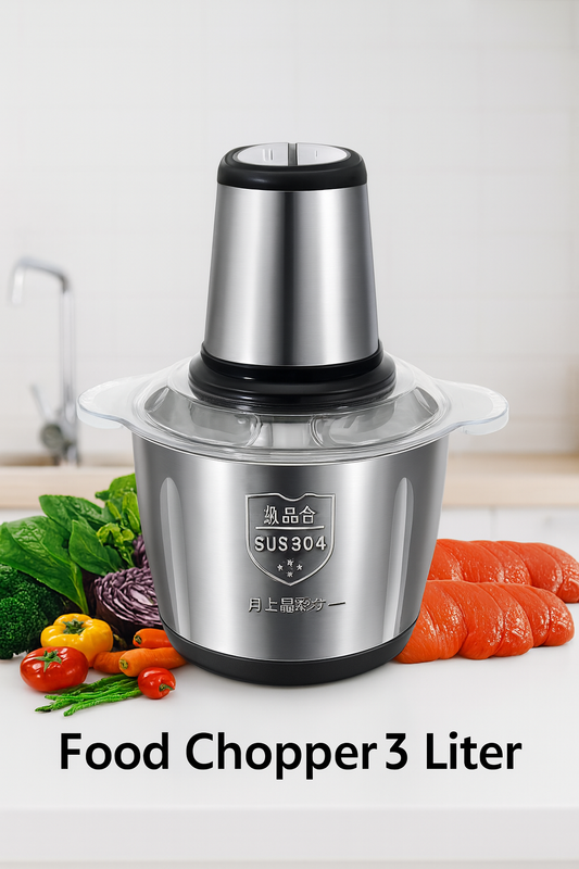 3L Electric Food Chopper Stainless Steel Double Blade Grinder