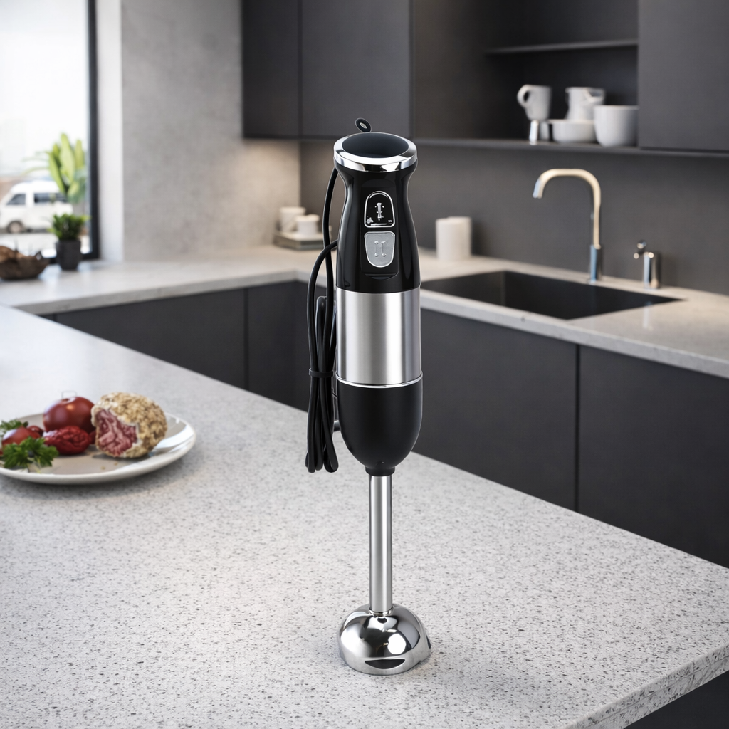 4 in 1 Hand Blender Set 500W Two Speed Stainless Steel Blades with Chopper Whisk and Beaker