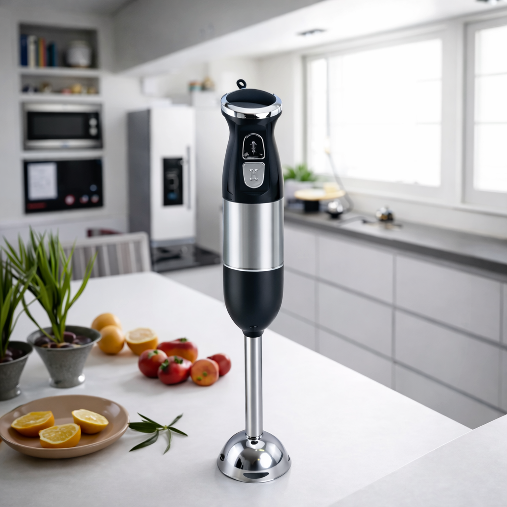 4 in 1 Hand Blender Set 500W Two Speed Stainless Steel Blades with Chopper Whisk and Beaker