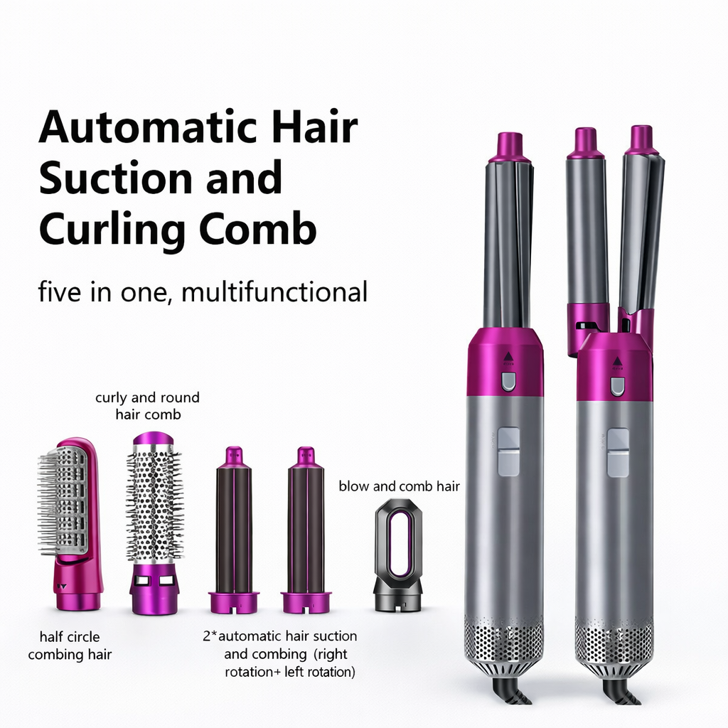 Hot Air Styler 5 in 1 with Interchangeable Attachments and Anti-Static Hair Protection
