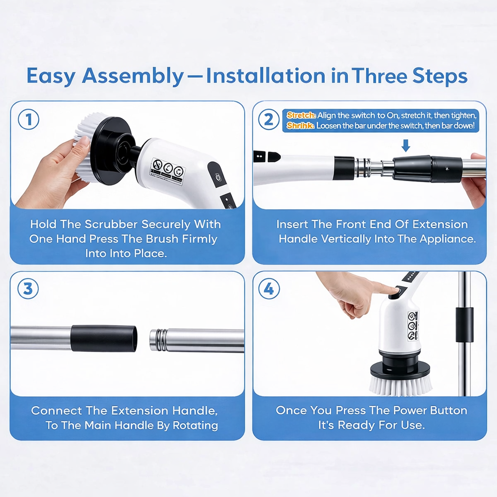 9 in 1 Electric Cleaning Brush 25W Rechargeable Power Scrubber with USB Type-C Charging