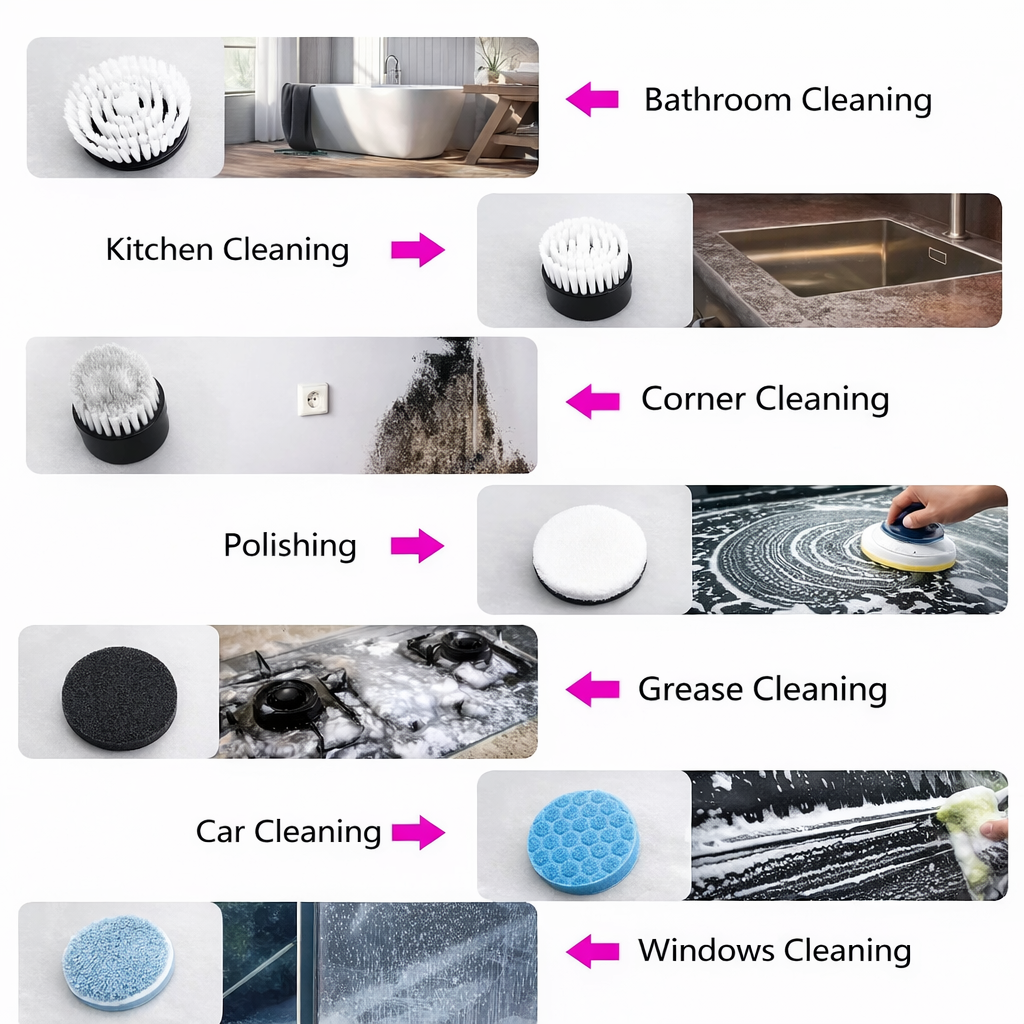 9 in 1 Electric Cleaning Brush 25W Rechargeable Power Scrubber with USB Type-C Charging