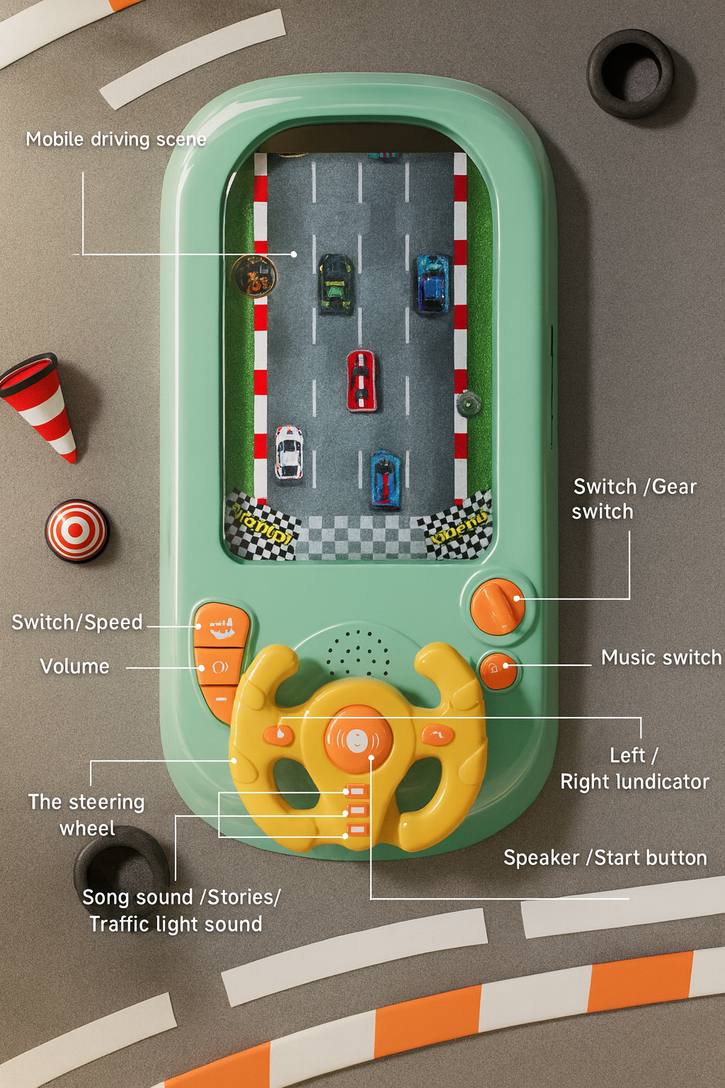 Car Adventure Track Set Interactive Toy with Mini Cars and Obstacles