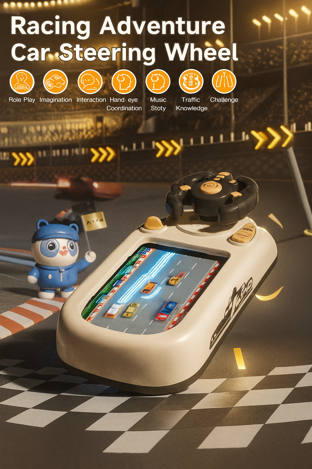 Car Adventure Track Set Interactive Toy with Mini Cars and Obstacles