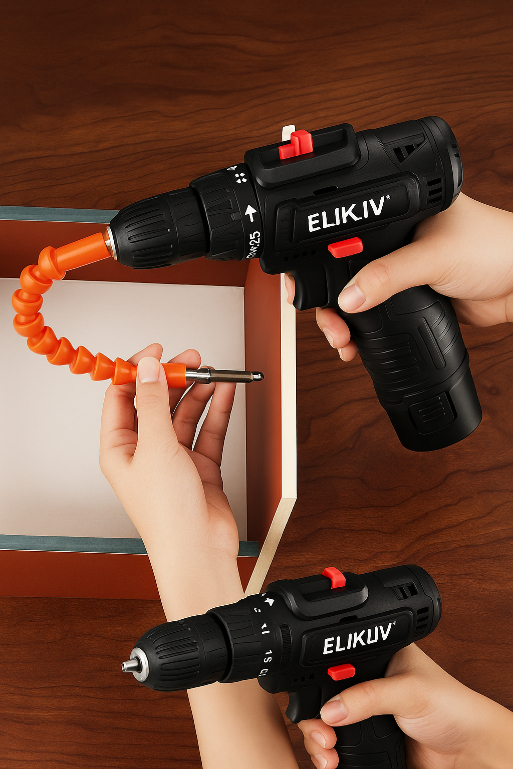 Lithium Electric Drill Cordless Power Tool Double Speed Rechargeable Screwdriver Set