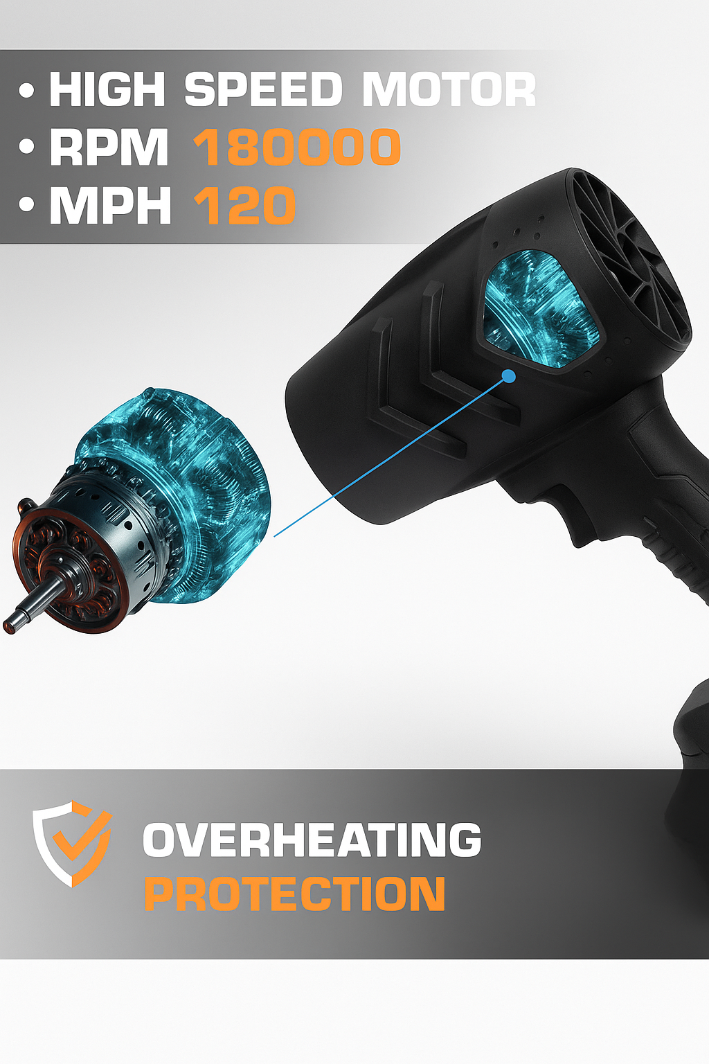 Power Violent Fan High Speed Rechargeable Portable Air Cooler