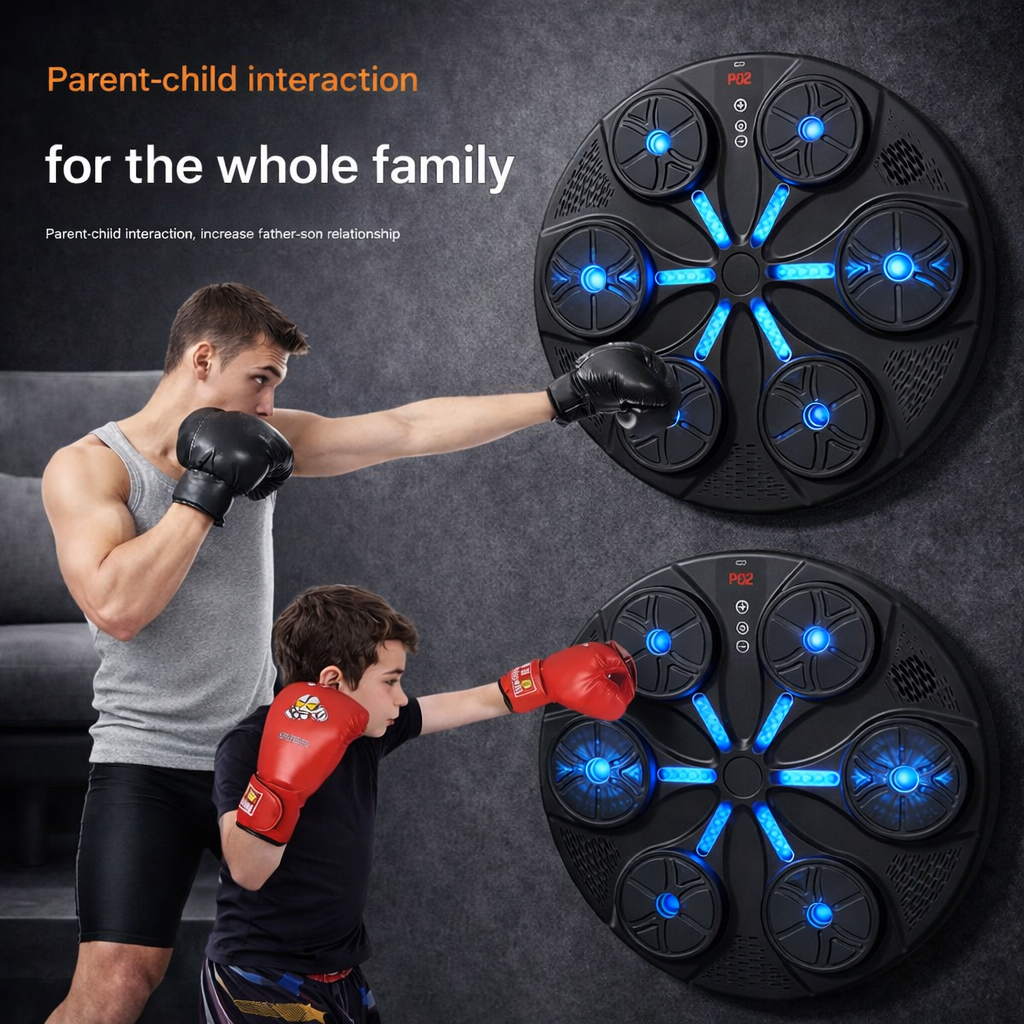 Boxing Punching Machine with LED Display, Sound Effects & Wall Mount Installation