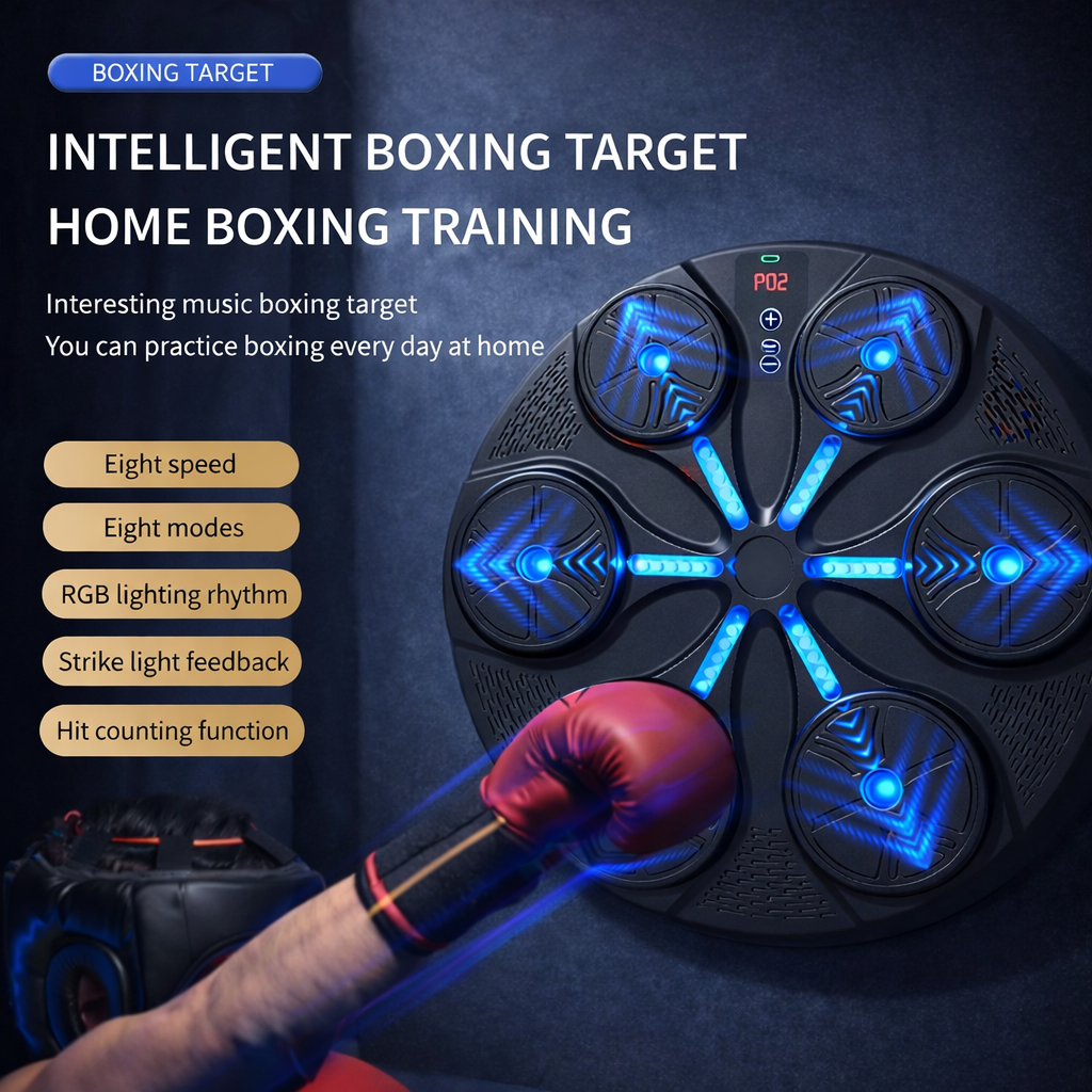 Boxing Punching Machine with LED Display, Sound Effects & Wall Mount Installation