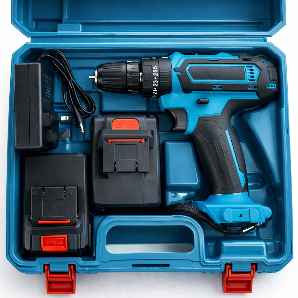Double Lithium Cordless Electric Drill 128VF with 2 Rechargeable Batteries & Carry Case