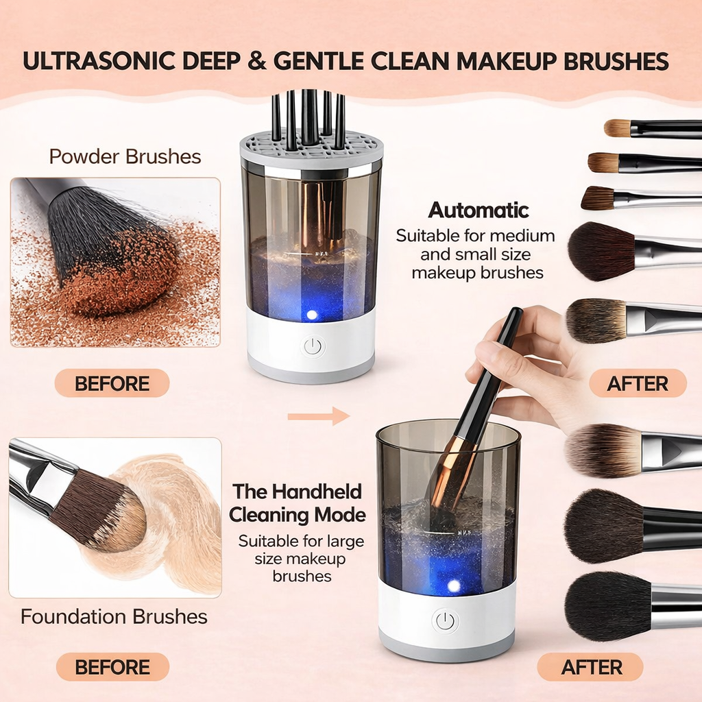 Electric Makeup Brush Cleaner with Automatic & Manual Cleaning Modes