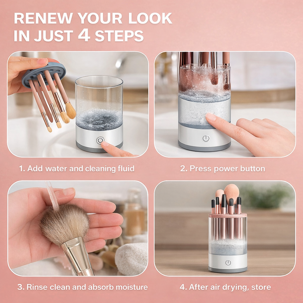 Electric Makeup Brush Cleaner with Automatic & Manual Cleaning Modes