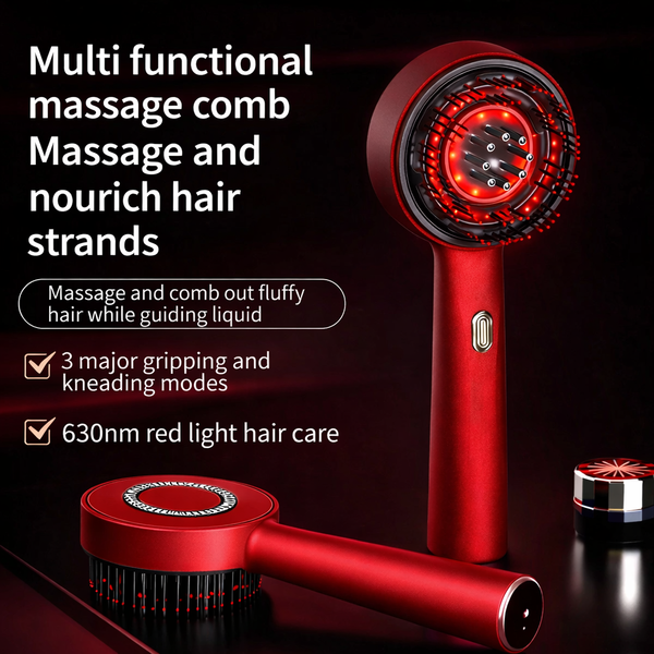 Multi-Functional Electric Massage Comb with Red Light Therapy, USB Rechargeable Scalp Massager