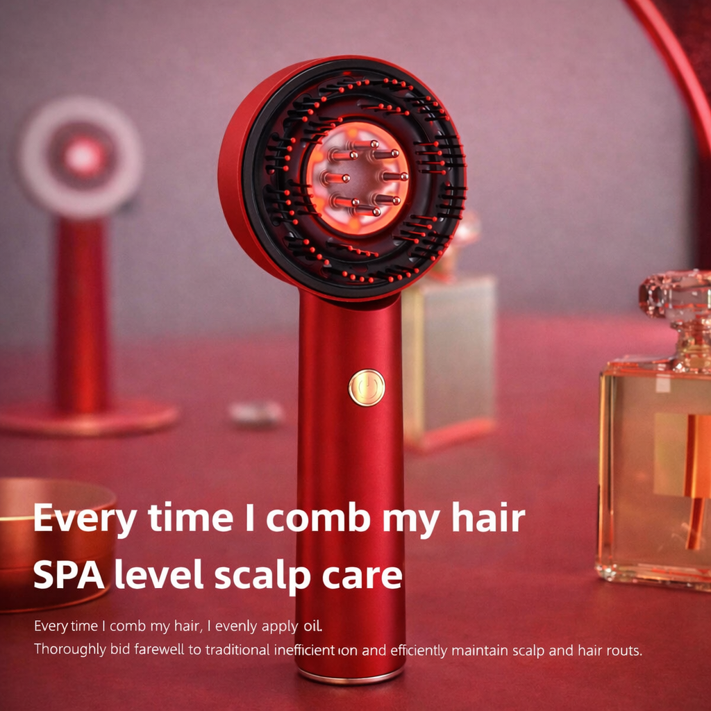 Multi-Functional Electric Massage Comb with Red Light Therapy, USB Rechargeable Scalp Massager