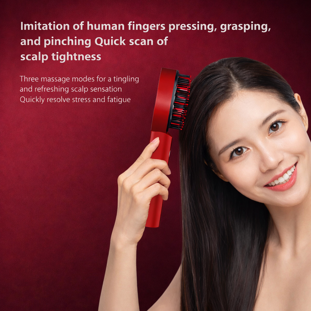 Multi-Functional Electric Massage Comb with Red Light Therapy, USB Rechargeable Scalp Massager