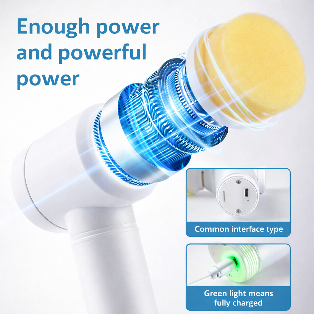 Electric Spin Scrubber 5 in 1 USB Rechargeable Cleaning Brush for Sink, Tile & Wash Basin