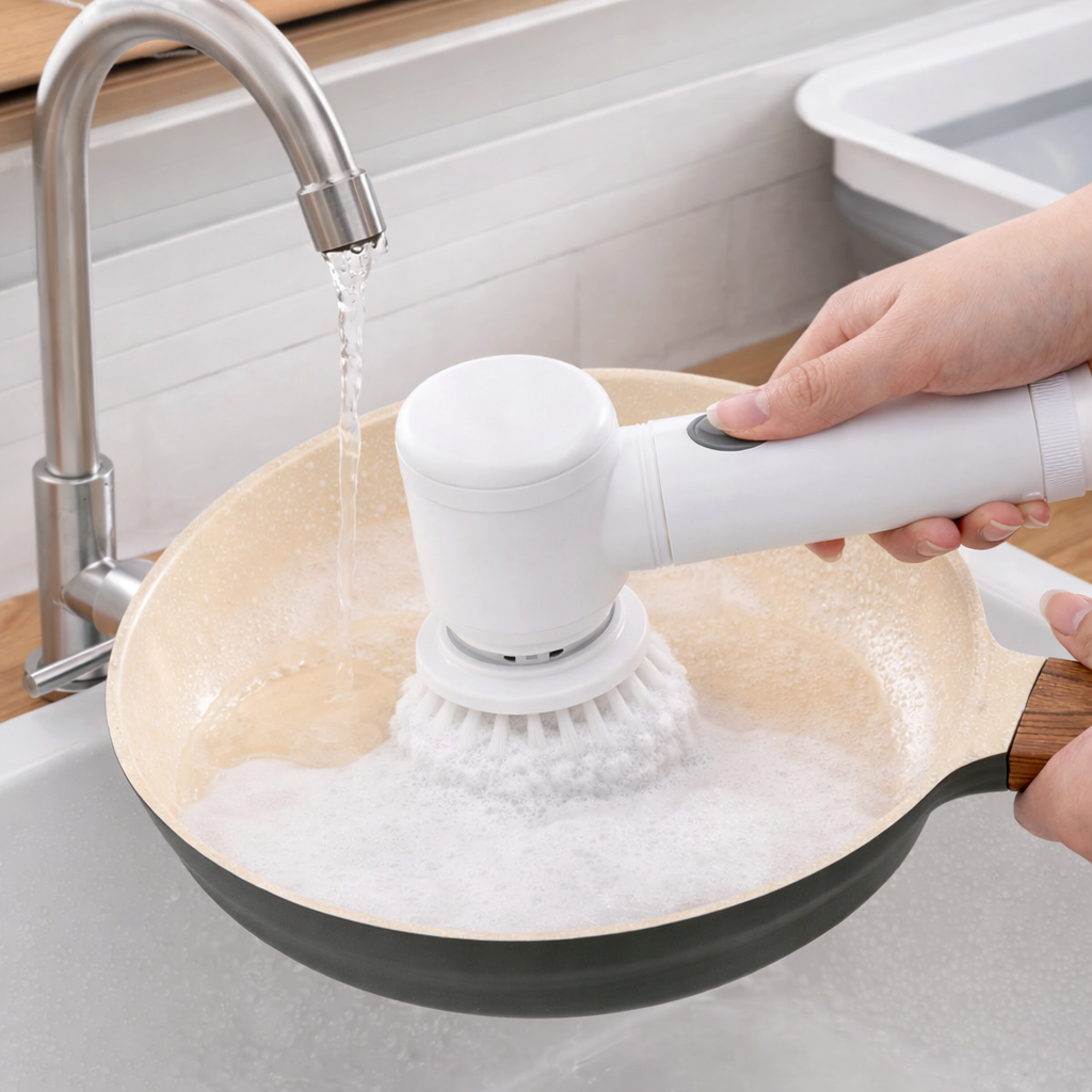 Electric Spin Scrubber 5 in 1 USB Rechargeable Cleaning Brush for Sink, Tile & Wash Basin