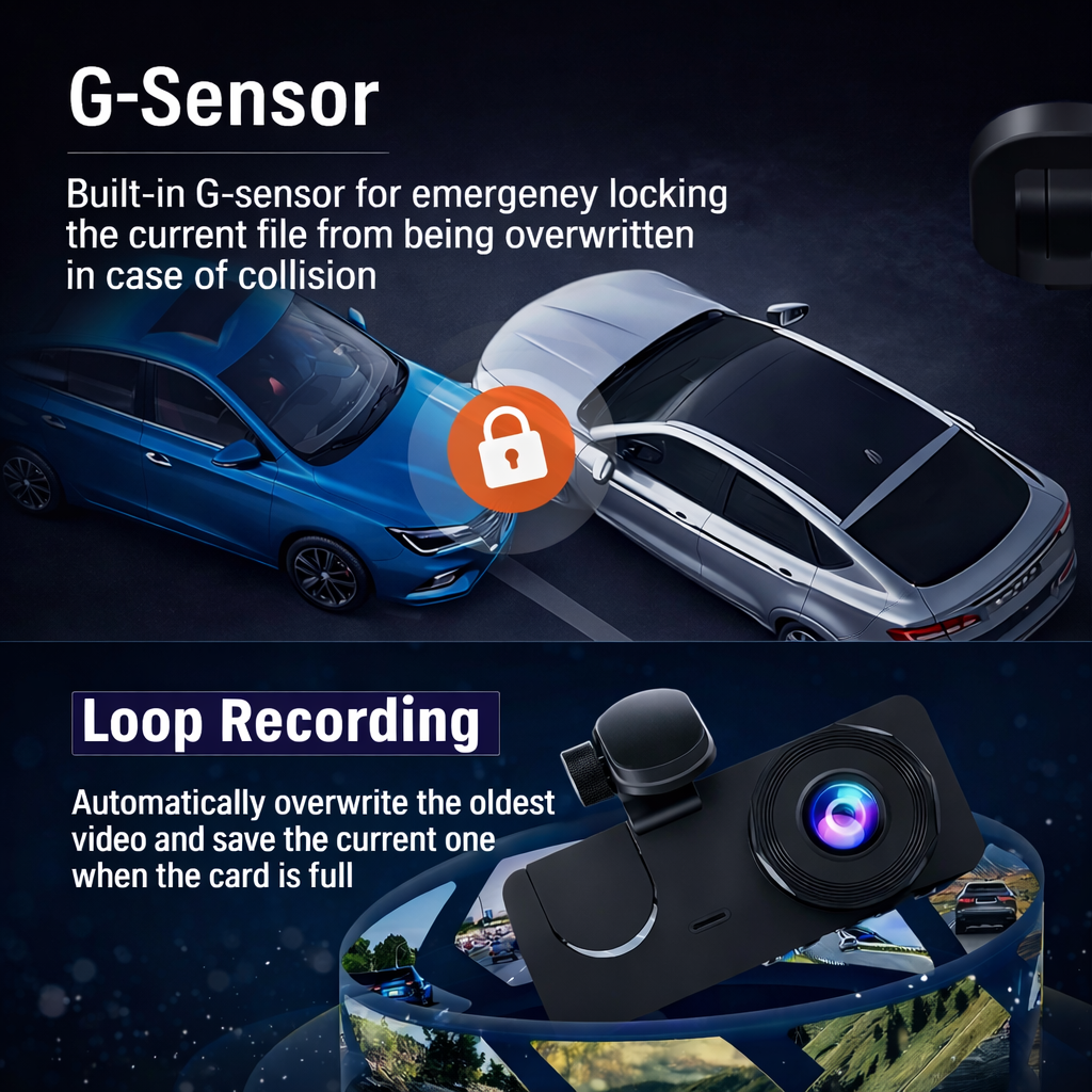 HD Vehicle Dash Camera DVR with 2.0" Screen, 170° Wide Angle, Loop Recording & G-Sensor