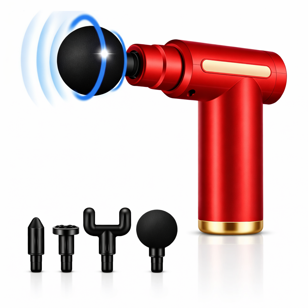Massage Gun with Adjustable Intensity, 4 Interchangeable Massage Heads, USB Rechargeable