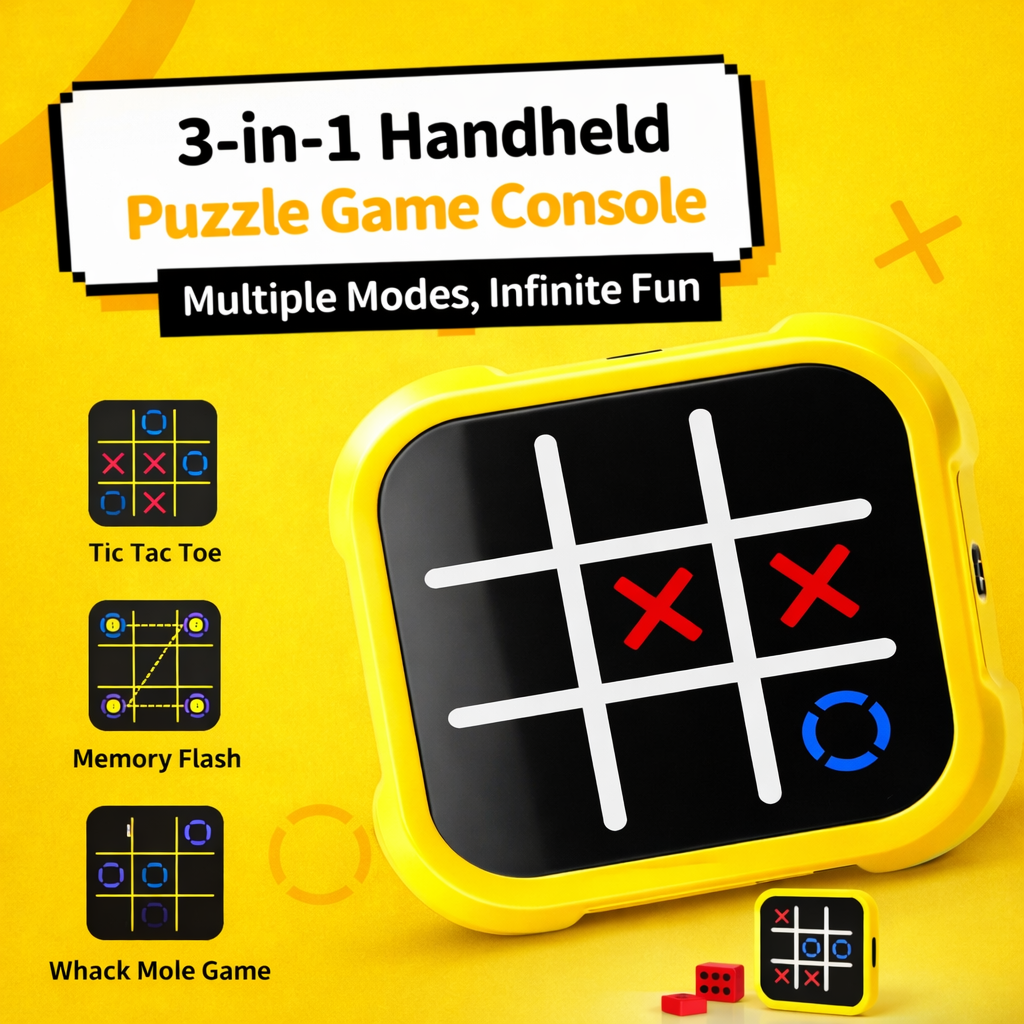 Tic Tac Toe Bolt Handheld Game Console for Kids and Adults Age 3+