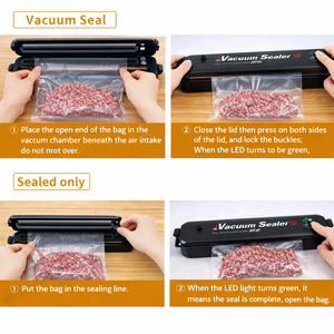 Vacuum Sealer Machine 90W Home Automatic Food Packing with 10 Bags